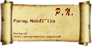 Paray Natália névjegykártya